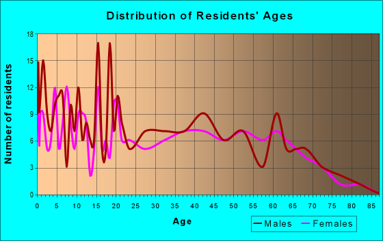 Age and Sex of Residents in zip code 43802