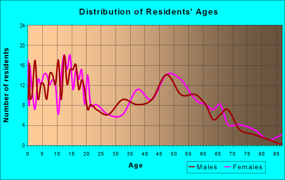 Age and Sex of Residents in zip code 46785