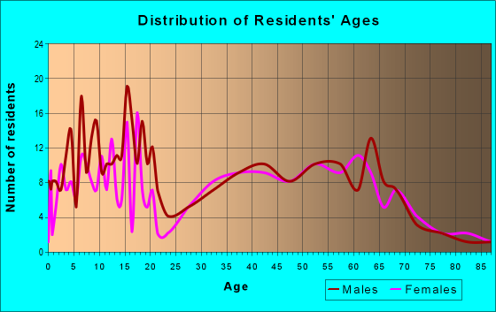 Age and Sex of Residents in zip code 46913