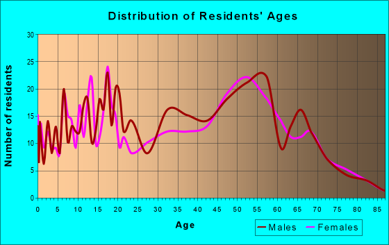 Age and Sex of Residents in zip code 48464