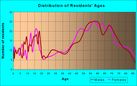 Age and Sex of Residents in zip code 48740