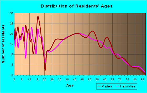 Age and Sex of Residents in zip code 54009