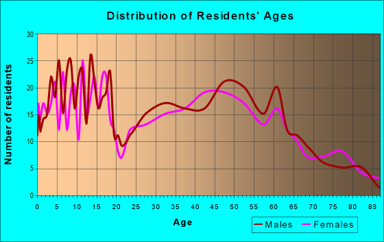 Age and Sex of Residents in zip code 54028