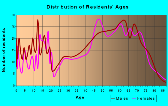 Age and Sex of Residents in zip code 54873