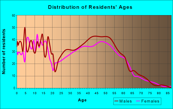 Age and Sex of Residents in zip code 55005