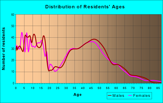 Age and Sex of Residents in zip code 55020
