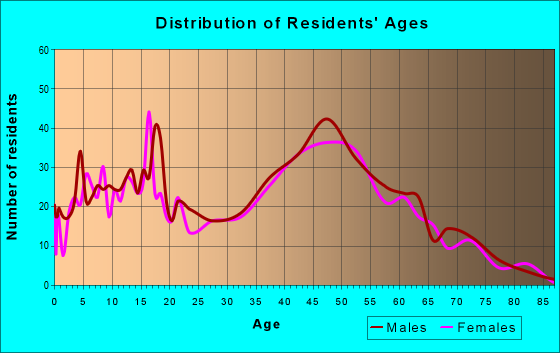 Age and Sex of Residents in zip code 55032
