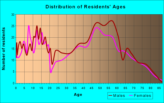 Age and Sex of Residents in zip code 55080