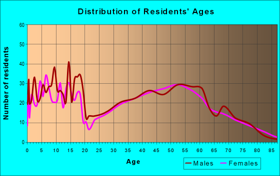 Age and Sex of Residents in zip code 55707