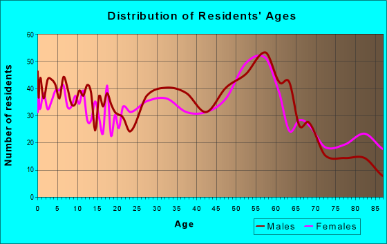 Age and Sex of Residents in zip code 55719