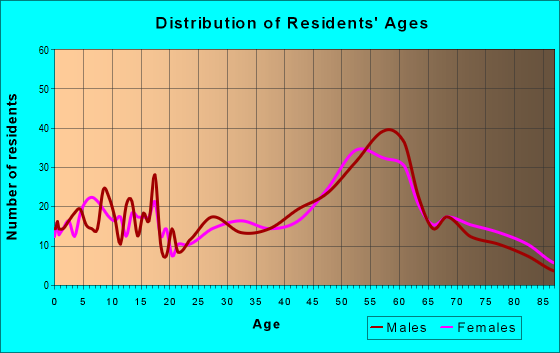 Age and Sex of Residents in zip code 55741