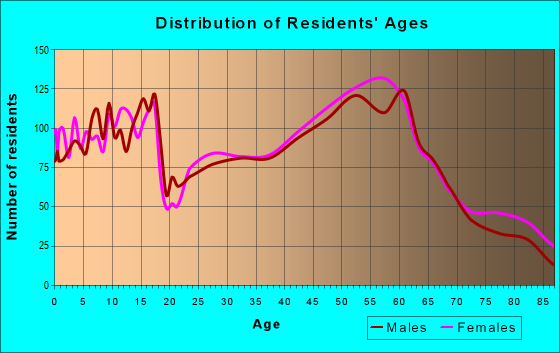 Age and Sex of Residents in zip code 55804