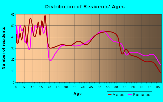Age and Sex of Residents in zip code 56081