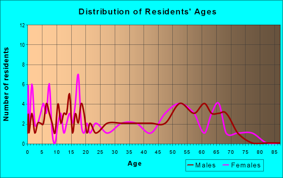 Age and Sex of Residents in zip code 58733