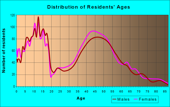 Age and Sex of Residents in zip code 63040