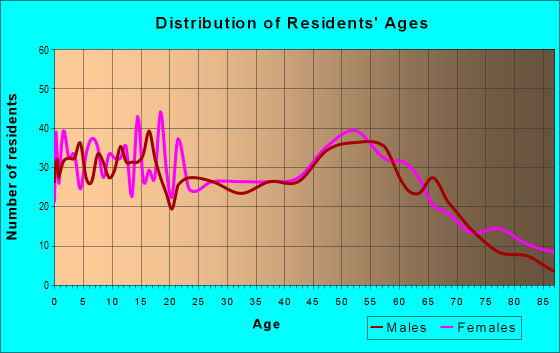 Age and Sex of Residents in zip code 63343