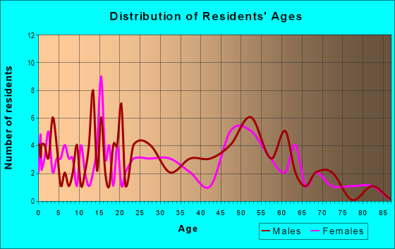 Age and Sex of Residents in zip code 63386