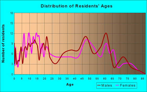 Age and Sex of Residents in zip code 64873