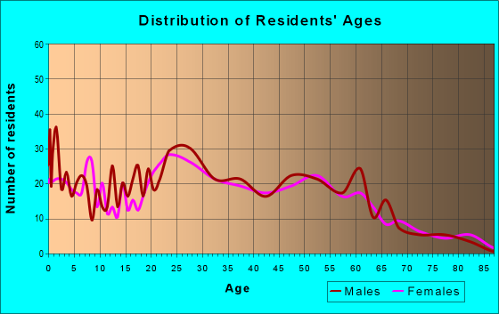 Age and Sex of Residents in zip code 77702