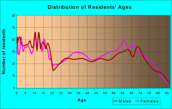 Age and Sex of Residents in zip code 84738