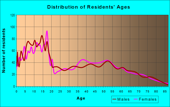 Age and Sex of Residents in zip code 84765