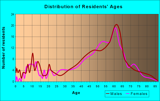 Age and Sex of Residents in zip code 87010