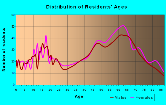 Age and Sex of Residents in zip code 95685