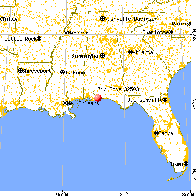 Pensacola, FL (32503) map from a distance