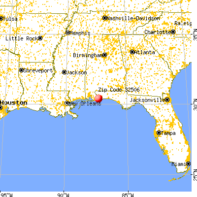 Myrtle Grove, FL (32506) map from a distance