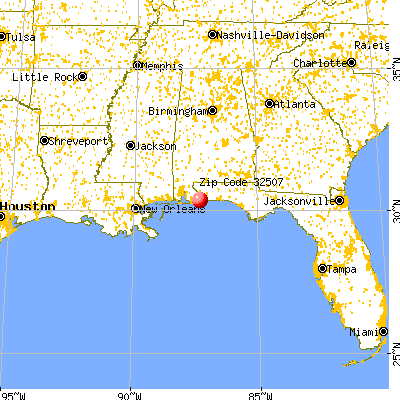 Warrington, FL (32507) map from a distance