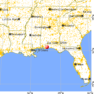 Ensley, FL (32534) map from a distance