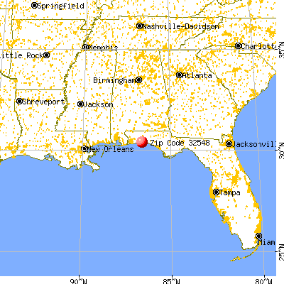 Fort Walton Beach, FL (32548) map from a distance
