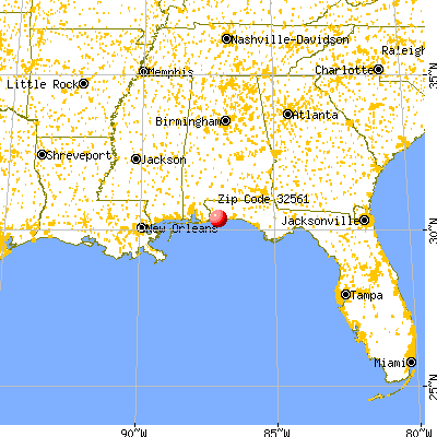Gulf Breeze, FL (32561) map from a distance