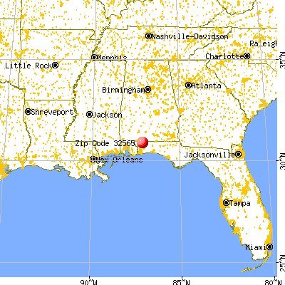Chumuckla, FL (32565) map from a distance