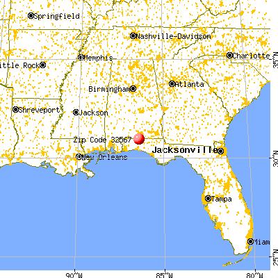 Paxton, FL (32567) map from a distance