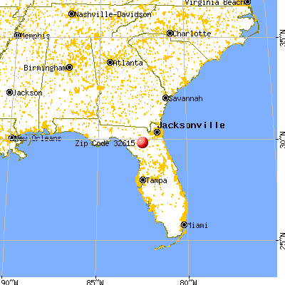 Alachua, FL (32615) map from a distance