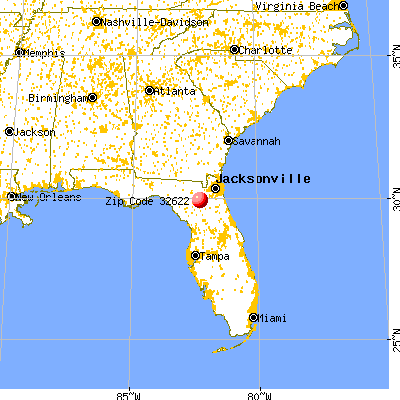 Brooker, FL (32622) map from a distance