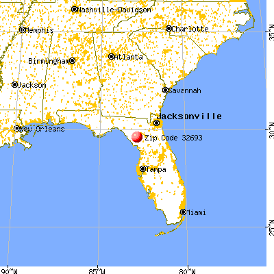Fanning Springs, FL (32693) map from a distance