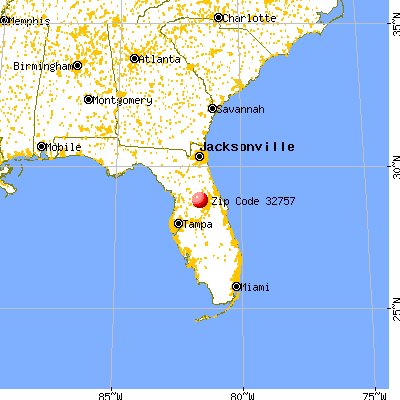 Mount Dora, FL (32757) map from a distance