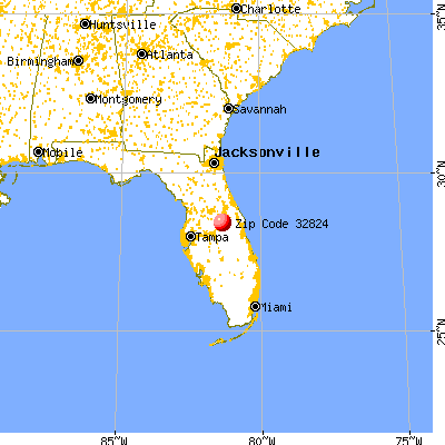 Meadow Woods, FL (32824) map from a distance