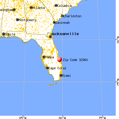 Vero Beach, FL (32960) map from a distance