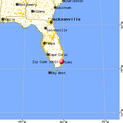 Hialeah, FL (33010) map from a distance