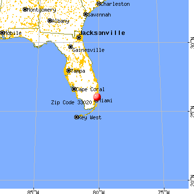 Hollywood, FL (33020) map from a distance