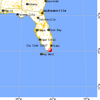 North Key Largo, FL (33037) map from a distance