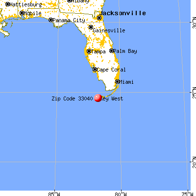 Key West, FL (33040) map from a distance