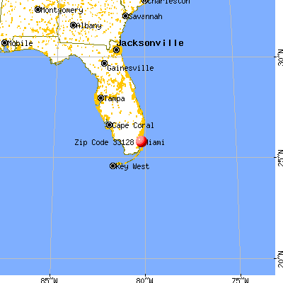 Miami, FL (33128) map from a distance