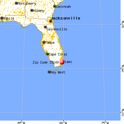 Miami, FL (33149) map from a distance