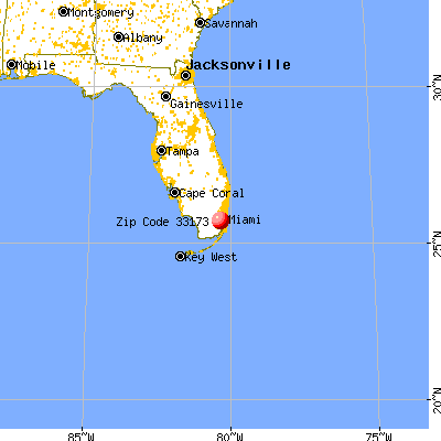 Sunset, FL (33173) map from a distance