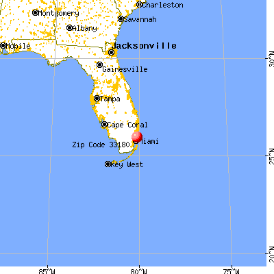 Aventura, FL (33180) map from a distance