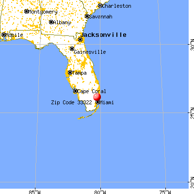 Sunrise, FL (33322) map from a distance